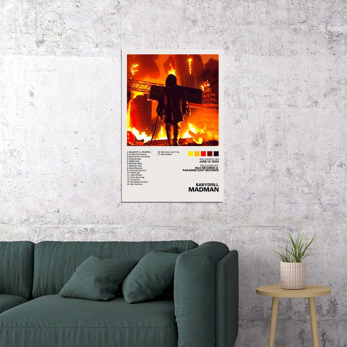 BabyDrill MadMan Album Cover Music Poster Rap Aesthetic Rapper Album Wall Art Records Wall Decor