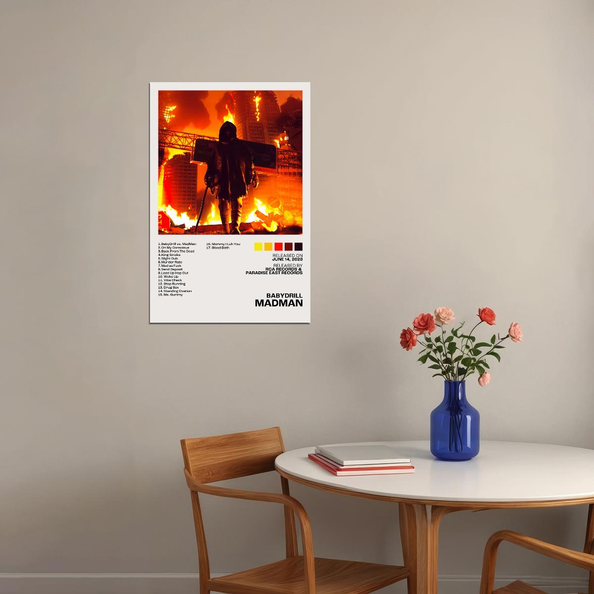 BabyDrill MadMan Album Cover Music Poster Rap Aesthetic Rapper Album Wall Art Records Wall Decor