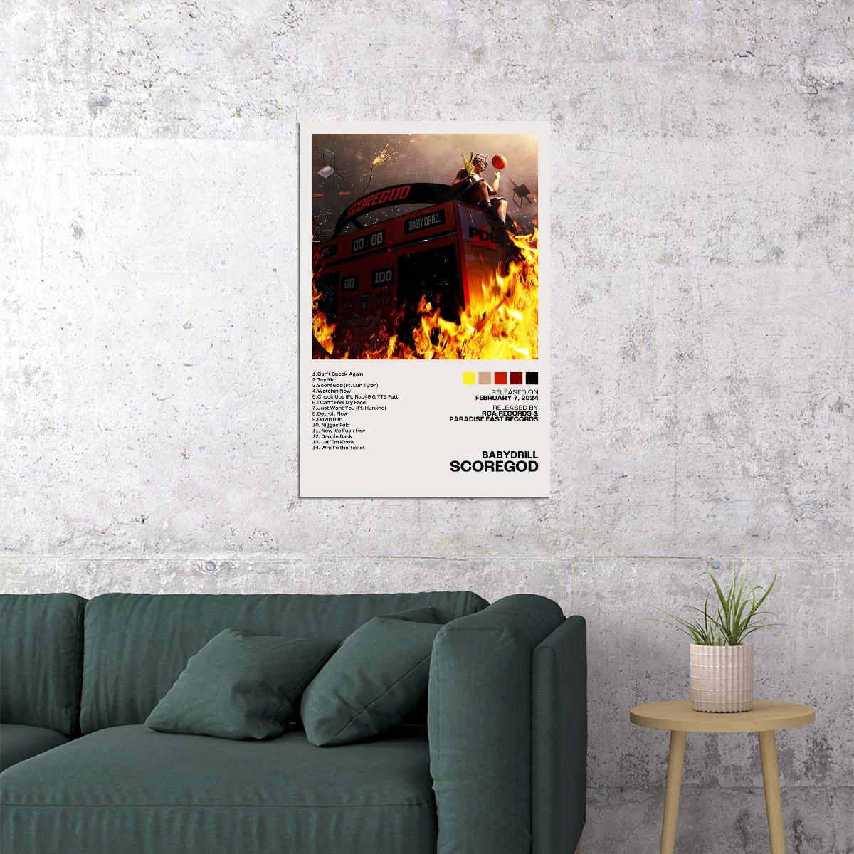 BabyDrill ScoreGod Album Cover Music Poster Rap Posters Rapper Album Wall Art Records Wall Decor