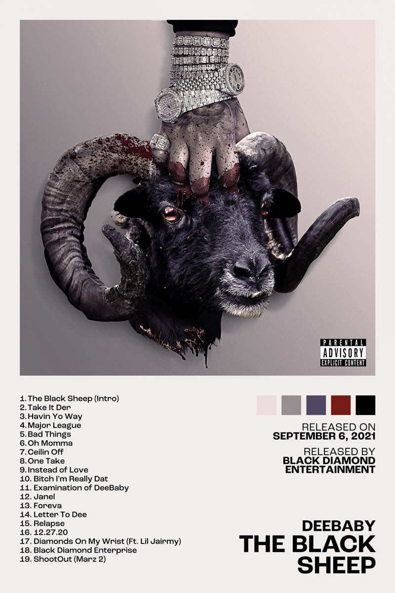 DeeBaby The Black Sheep Album Cover Music Poster Rap Print Rapper Album Wall Art