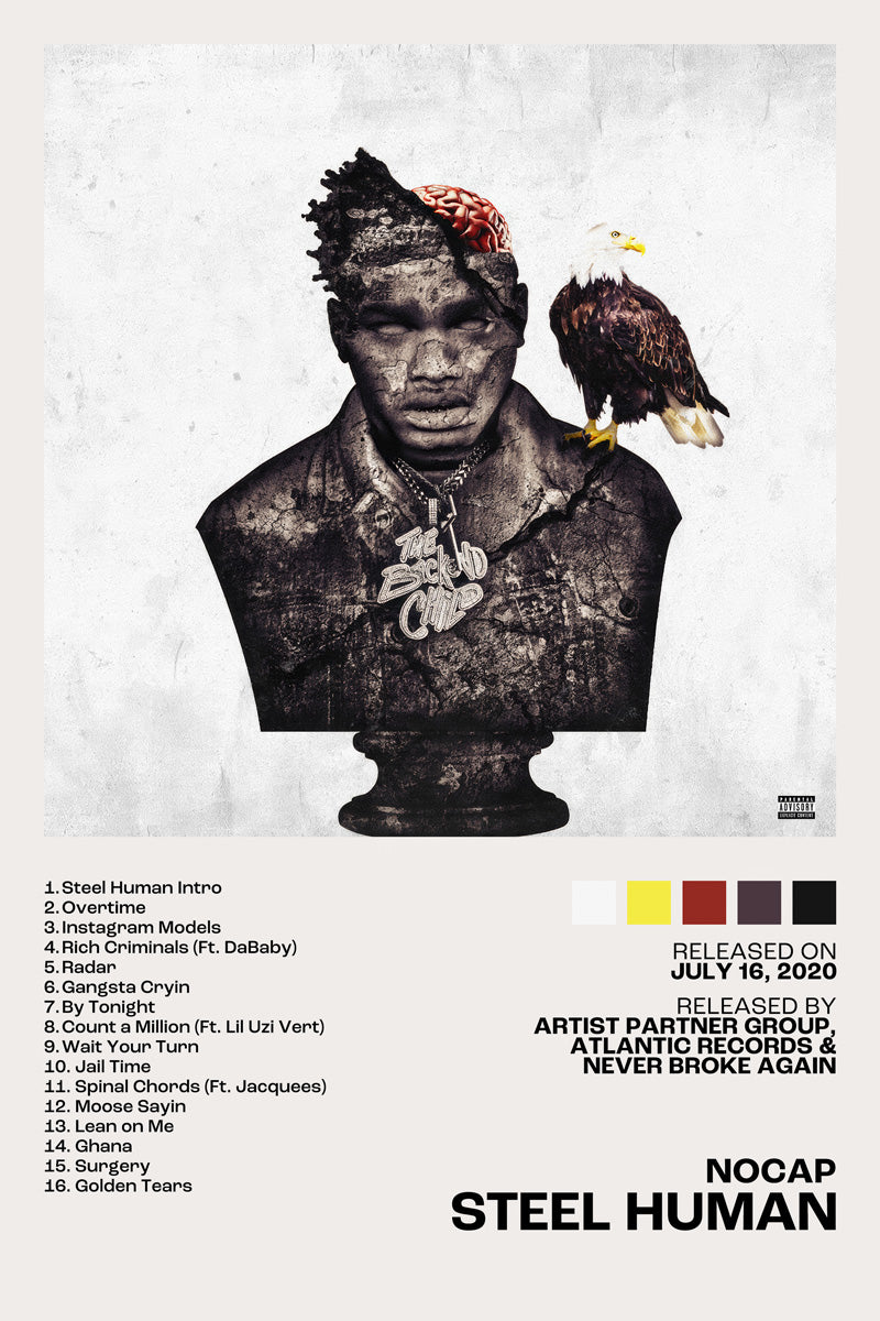 Poster - NoCap Steel Human Album Cover Music Poster Rap Posters Rapper ...