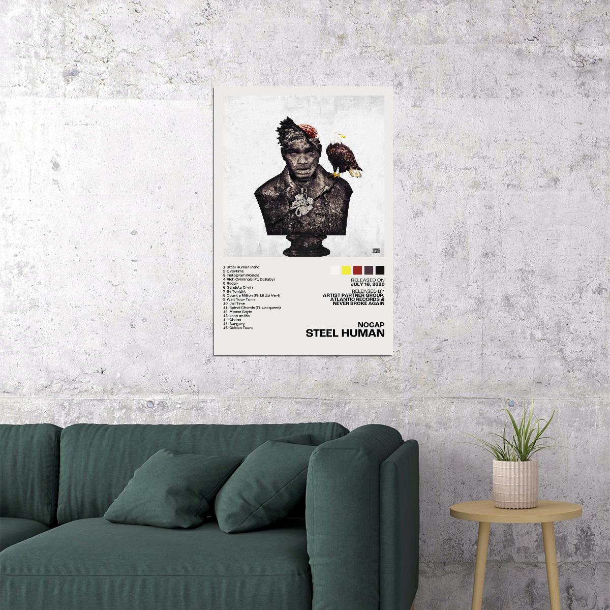 NoCap Steel Human Album Cover Music Poster Rap Posters Rapper Album Wall Art Print