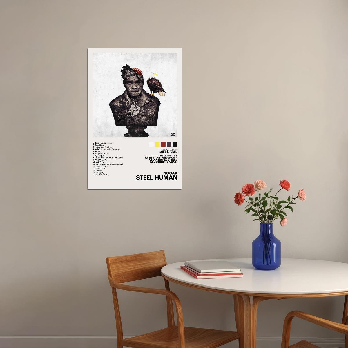 NoCap Steel Human Album Cover Music Poster Rap Posters Rapper Album Wall Art Print