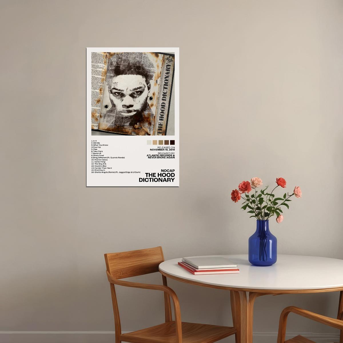 NoCap The Hood Dictionary Album Cover Music Poster Aesthetic Rap Posters Rapper Album Wall Art