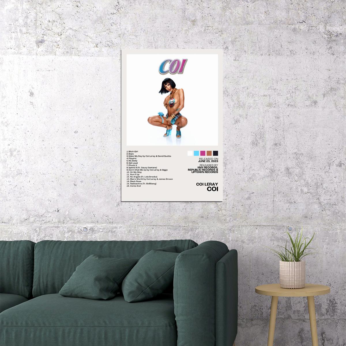 Coi Leray OI Album Cover Music Poster Aesthetic Rap Posters Female Rapper Album Wall Art Print