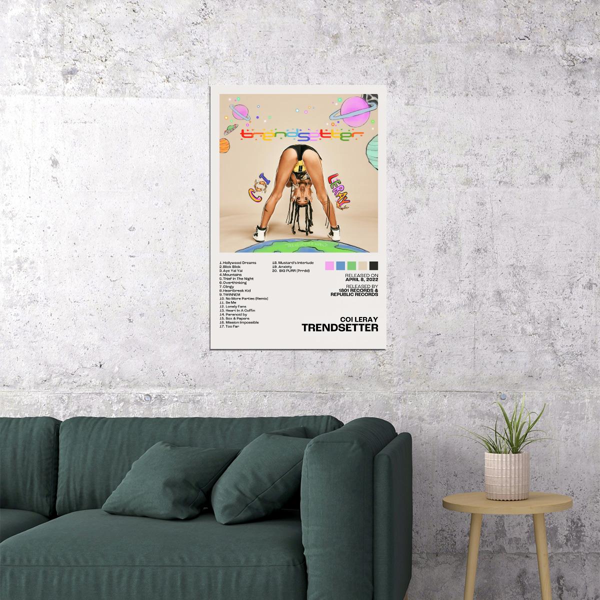 Coi Leray Trendsetter Album Cover Aesthetic Music Poster Rap Print Female Rapper Album Wall Art