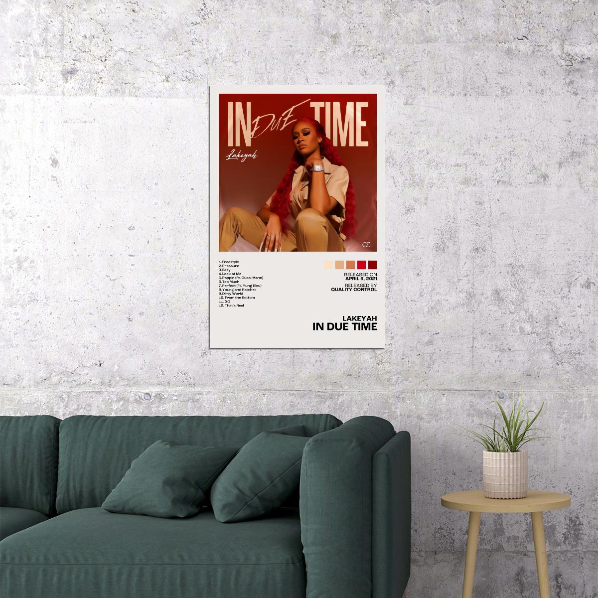 Lakeyah In Due Time Album Cover Music Poster Rap Aesthetic Female Rapper Album Wall Art