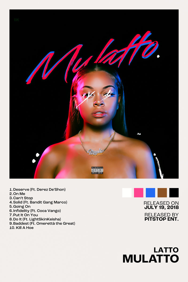 Latto Mulatto Album Cover Music Poster Rap Aesthetic Female Rapper Album Wall Art