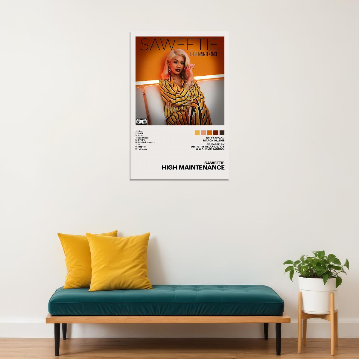 Saweetie High Maintenance Album Cover Music Poster Female Rapper Album Wall Art Print