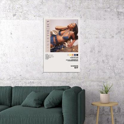 Saweetie ICY Album Cover Music Poster Rap Aesthetic Female Rapper Album Wall Art