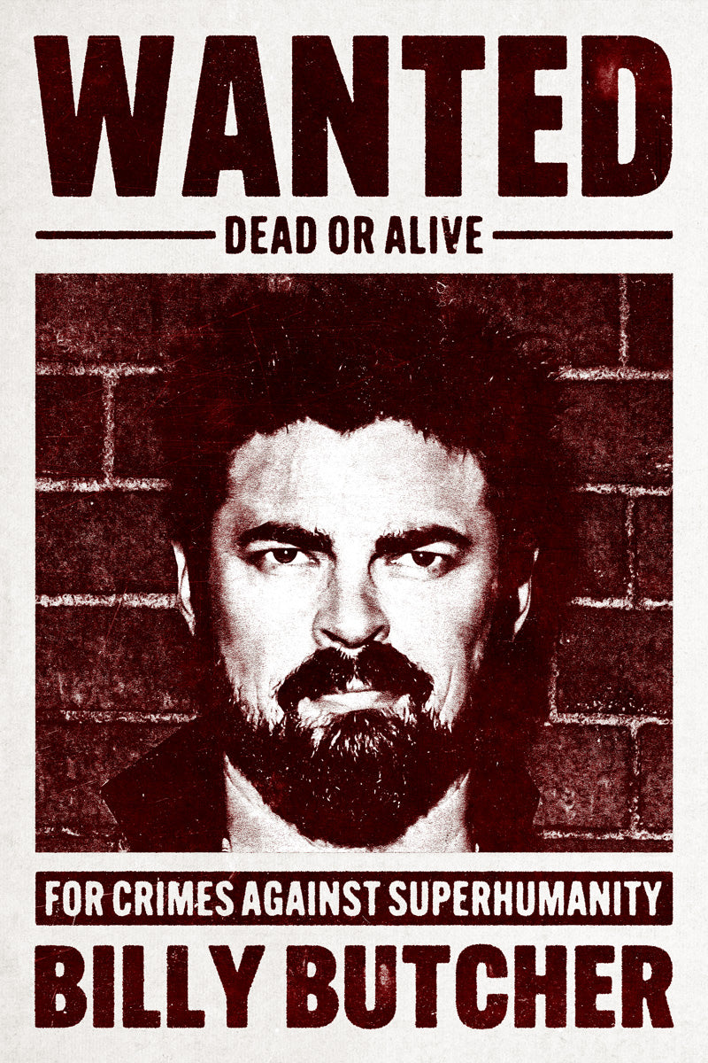 The Boys Billy Butcher Wanted Dead Or Alive Mugshot TV Series Poster