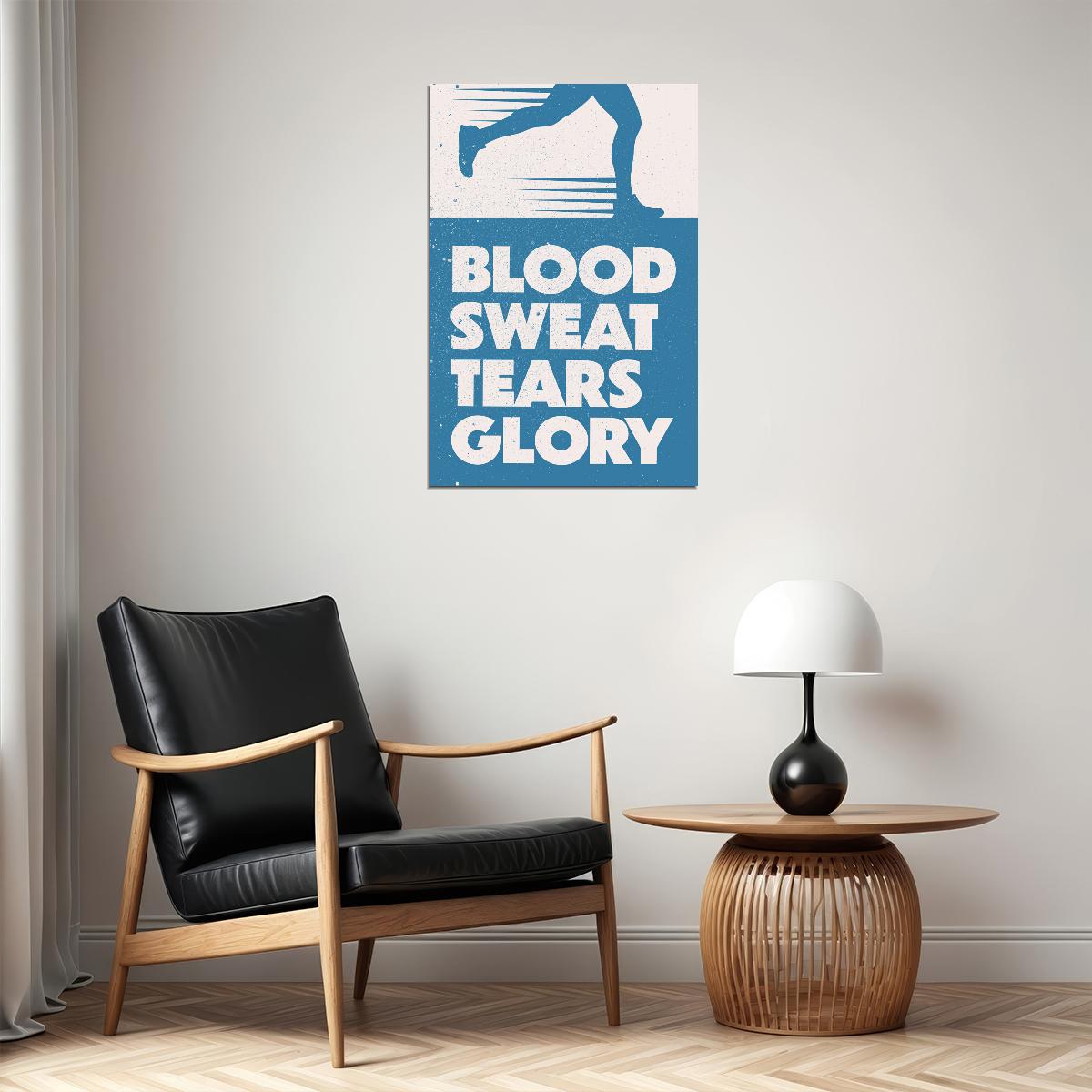 Blood Sweat Tears Glory Motivational Poster Gym Workout Inspirational Decor Fitness Wall Art Print