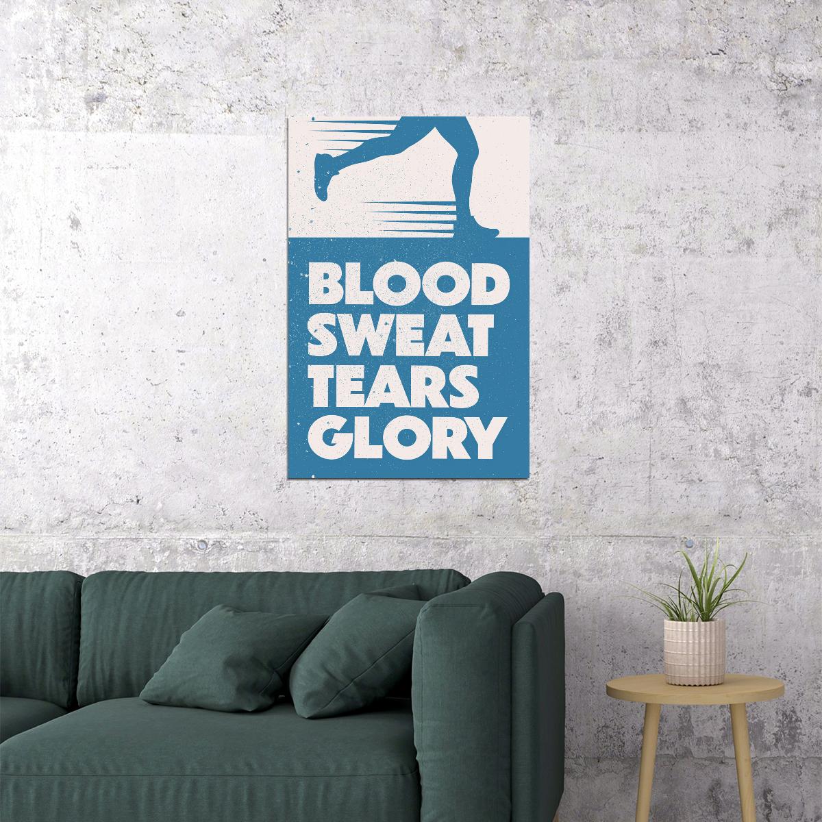 Blood Sweat Tears Glory Motivational Poster Gym Workout Inspirational Decor Fitness Wall Art Print