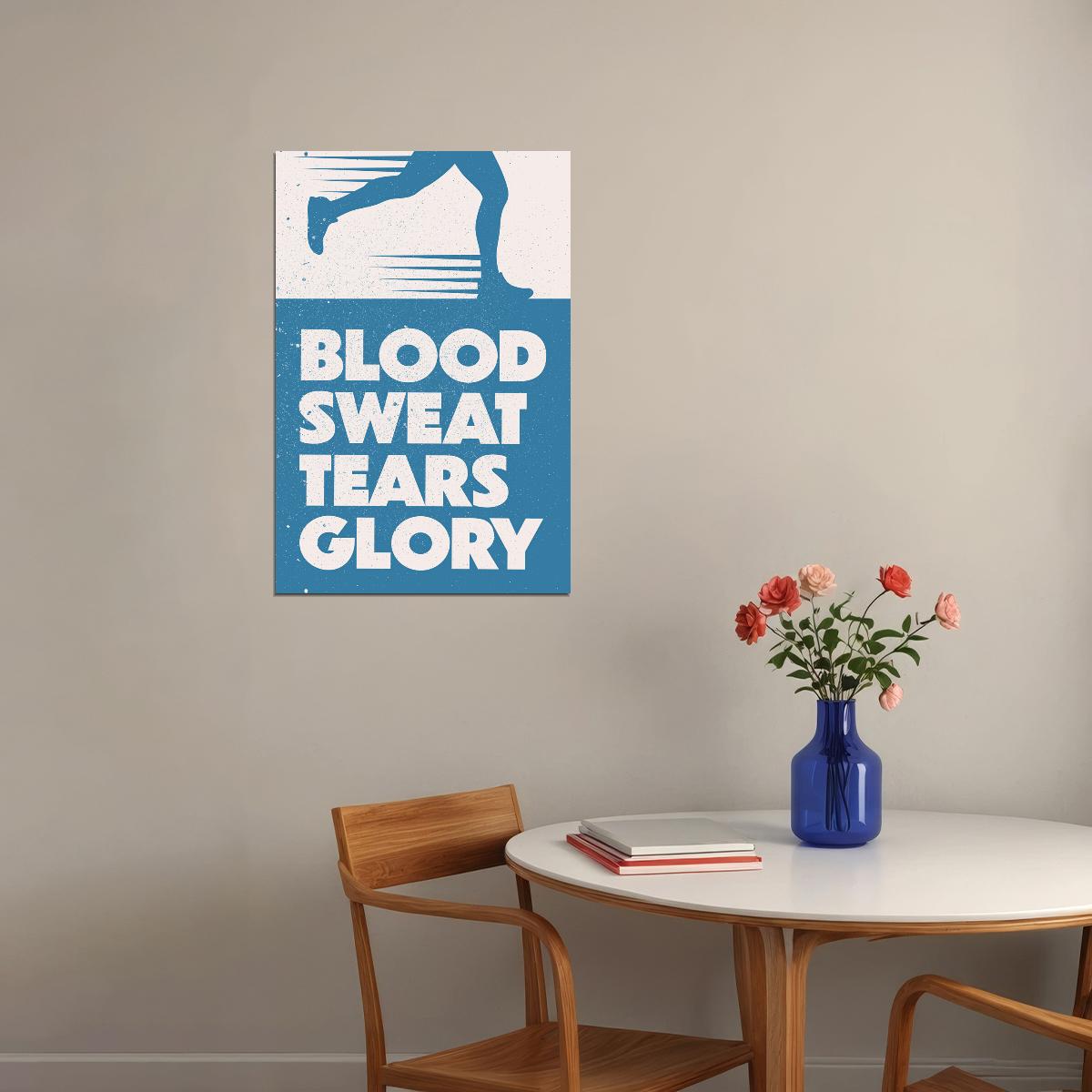 Blood Sweat Tears Glory Motivational Poster Gym Workout Inspirational Decor Fitness Wall Art Print