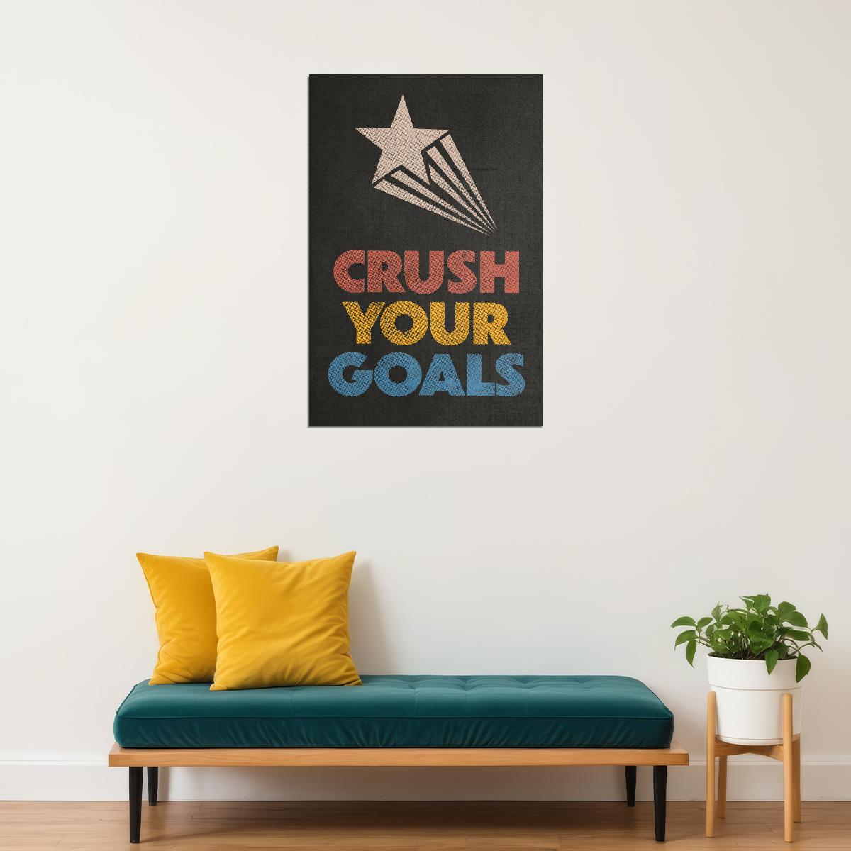 Crush Your Goals Motivational Poster Gym Workout Inspirational Decor Fitness Wall Art Print