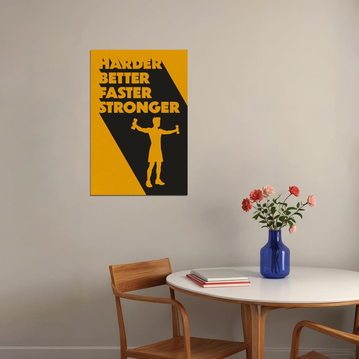 Harder Better Faster Stronger Motivational Poster Gym Workout Inspirational Decor Fitness Wall Art Print