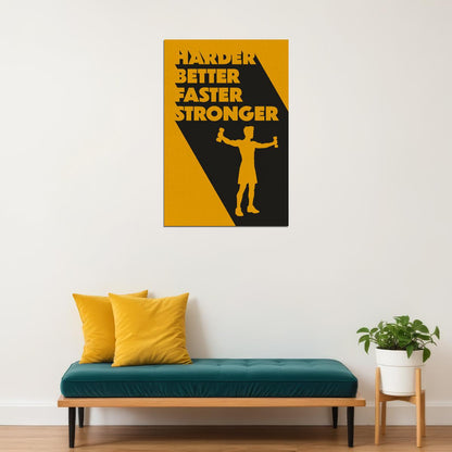 Harder Better Faster Stronger Motivational Poster Gym Workout Inspirational Decor Fitness Wall Art Print