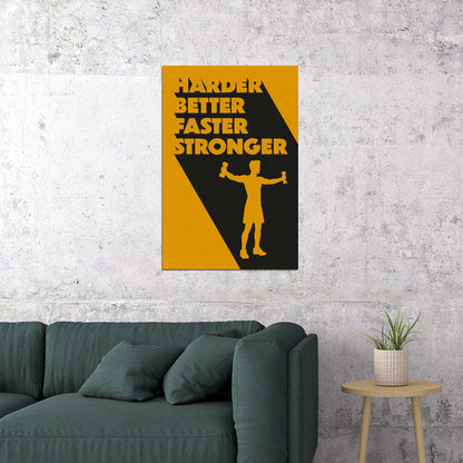 Harder Better Faster Stronger Motivational Poster Gym Workout Inspirational Decor Fitness Wall Art Print