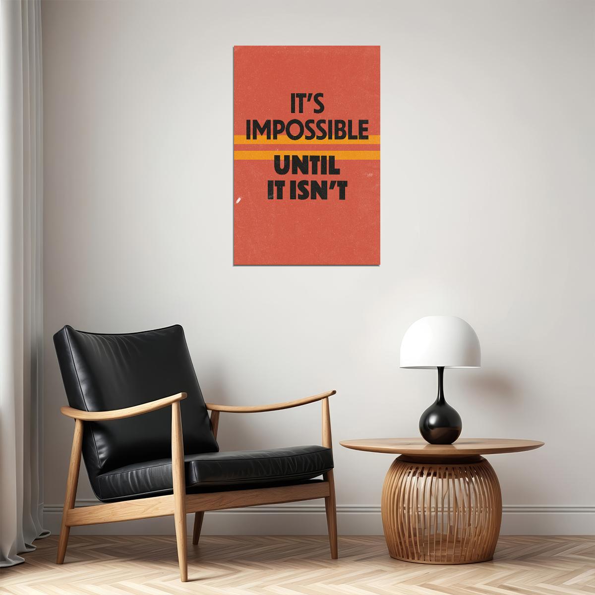 It's Impossible Until it Isn't Motivational Poster Gym Workout Inspirational Decor Fitness Wall Art Print