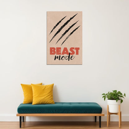 Beast Mode Motivational Poster Gym Workout Inspirational Decor Fitness Wall Art Print