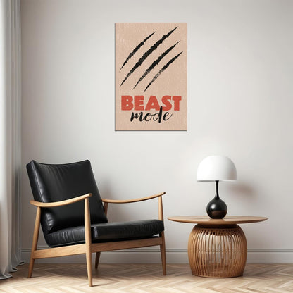 Beast Mode Motivational Poster Gym Workout Inspirational Decor Fitness Wall Art Print