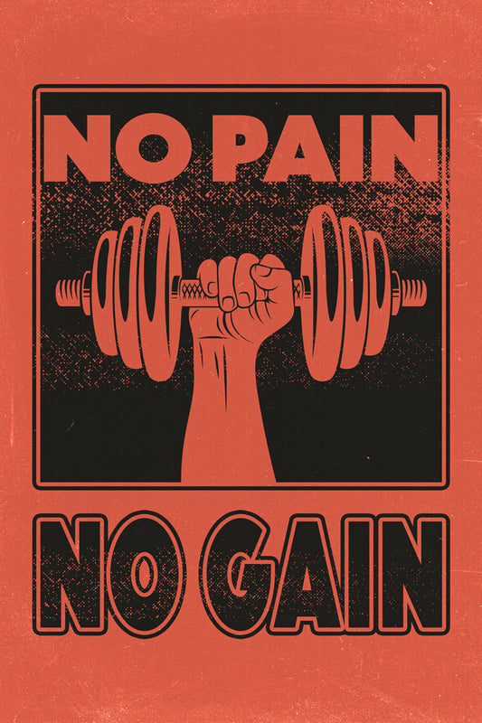 No Pain No Gain Motivational Poster Gym Workout Inspirational Decor Fitness Wall Art Print