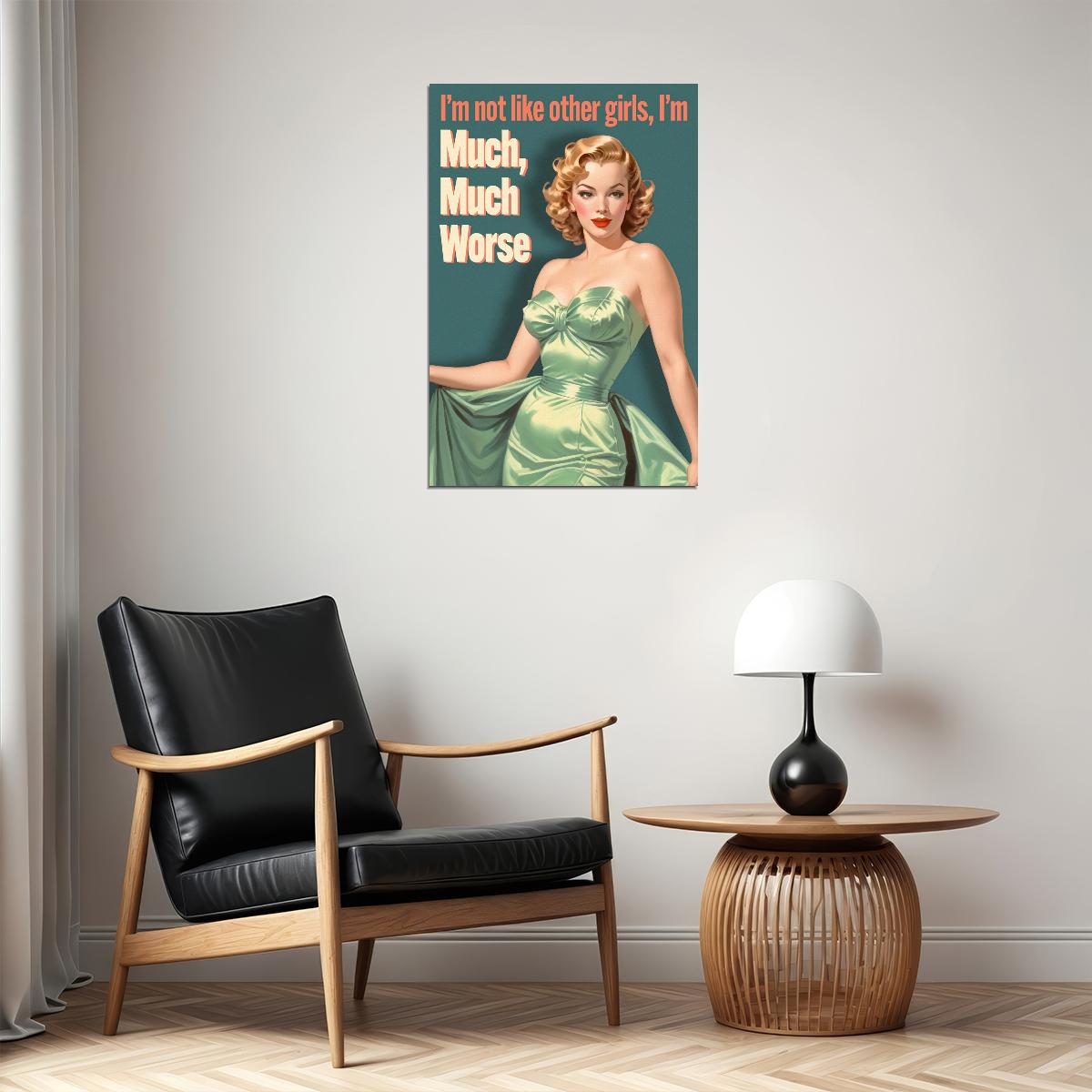 I'm Not Like Other Girls I'm Much Much Worse Funny Vintage Poster 1950s Kitchen Print 50's Housewife Wall Art