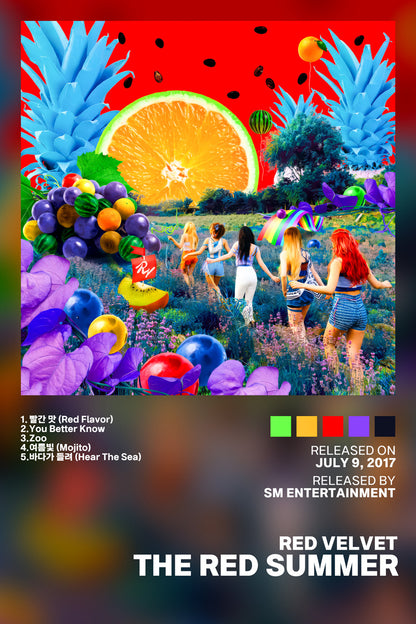 Red Velvet Red Summer 2017 Album Cover Music Poster Kpop Aesthetic Female Girl Group Cover Wall Art