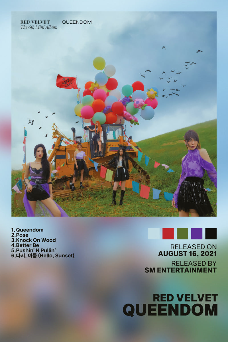 Red Velvet Queendom 2021 Album Cover Music Poster Kpop Aesthetic Female Girl Group Cover Wall Art