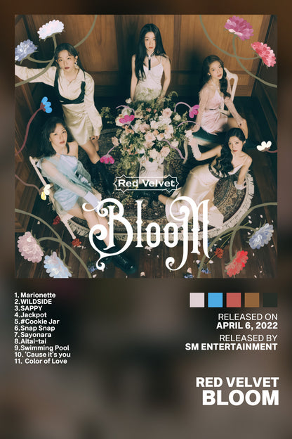 Red Velvet Bloom 2022 Album Cover Music Poster Kpop Aesthetic Female Girl Group Cover Wall Art