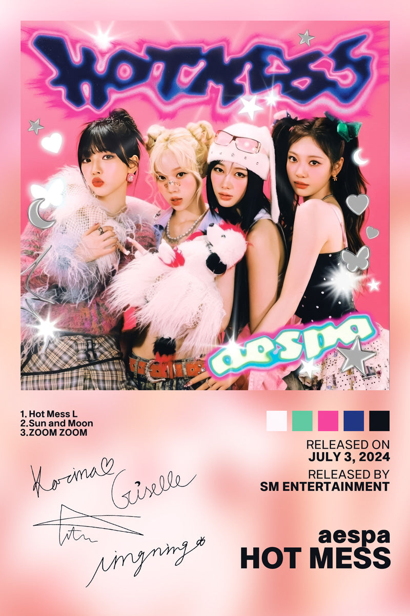 aespa Hot Mess 2024 Album Cover Music Poster Kpop Aesthetic Female Girl Group Cover Wall Art