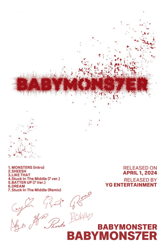 BABYMONSTER BABYMONS7ER 2024 Album Cover Music Poster Kpop Aesthetic Female Girl Group Cover Wall Art