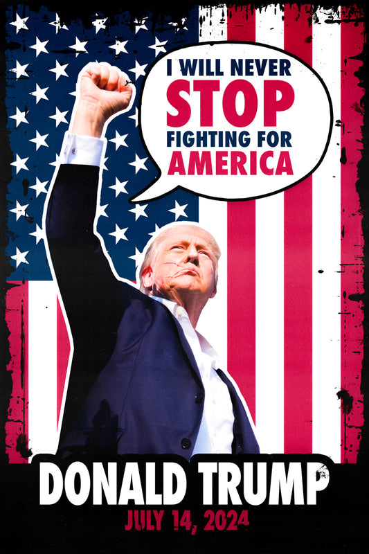 Donald Trump Fight For America Poster July 14 2024 USA Election Former President Attempt Print