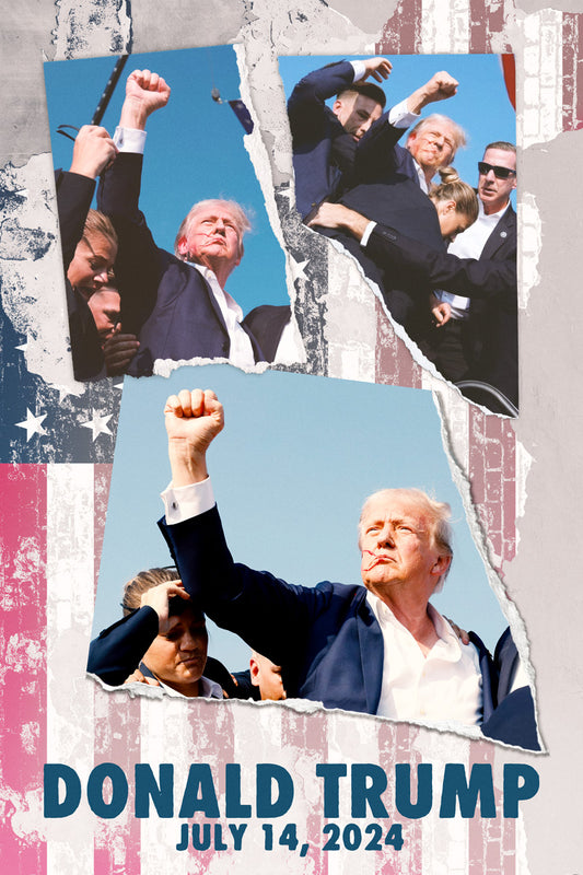 Donald Trump Fight For America Poster July 14 2024 USA Election Former President Attempt Print