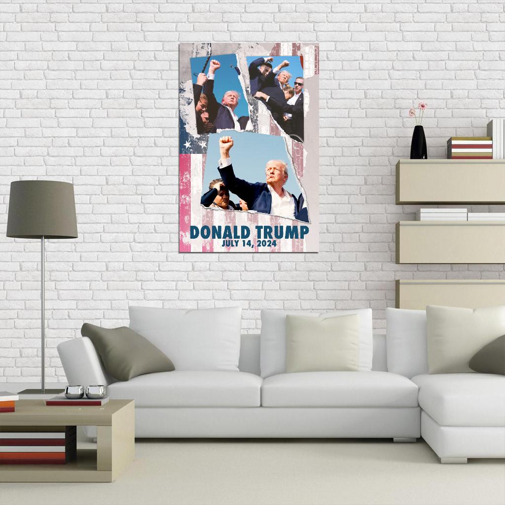 Donald Trump Fight For America Poster July 14 2024 USA Election Former President Attempt Print