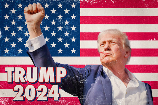 Donald Trump Fight For America Poster July 14 2024 USA Election Former President Attempt Print