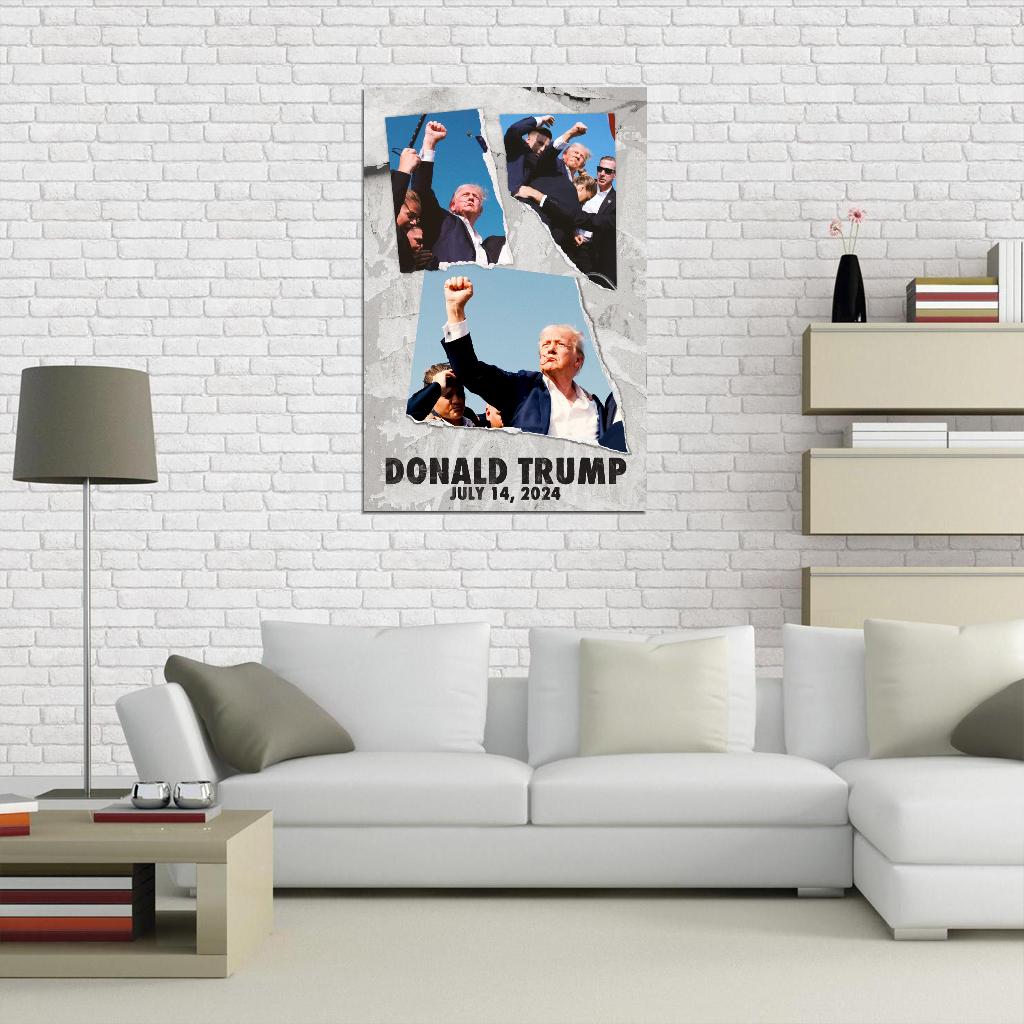 Donald Trump Fight For America Poster July 14 2024 USA Election Former President Attempt Print