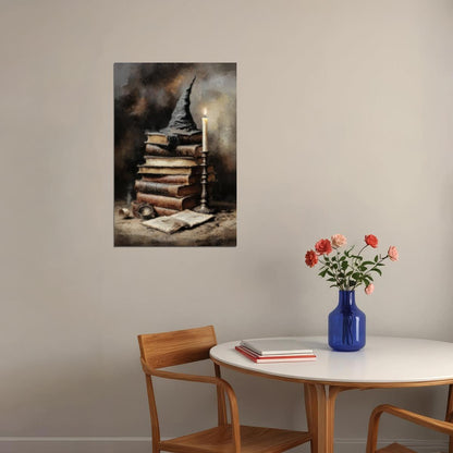 Witchy Books Painting Print Gothic Wall Art Vintage Creepy Halloween Poster Dark Academia Aesthetic - xonomax