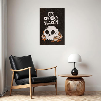 It's Spooky Season Halloween Poster Skeleton Head Boho Halloween Art Trendy Fall Print For Autumn - xonomax