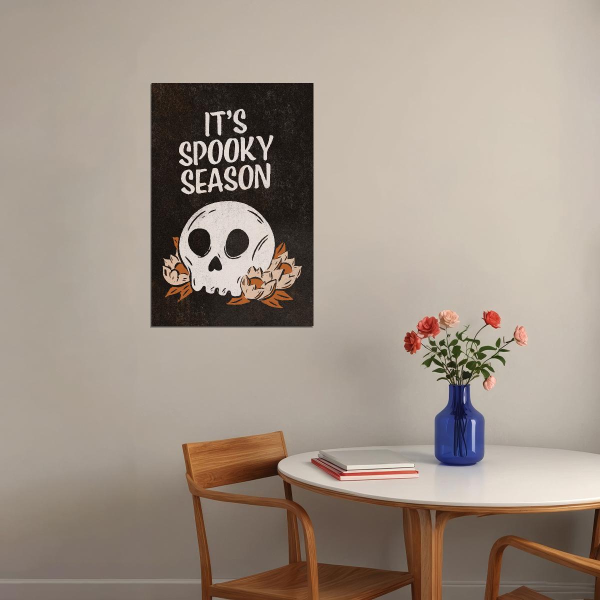 It's Spooky Season Halloween Poster Skeleton Head Boho Halloween Art Trendy Fall Print For Autumn - xonomax
