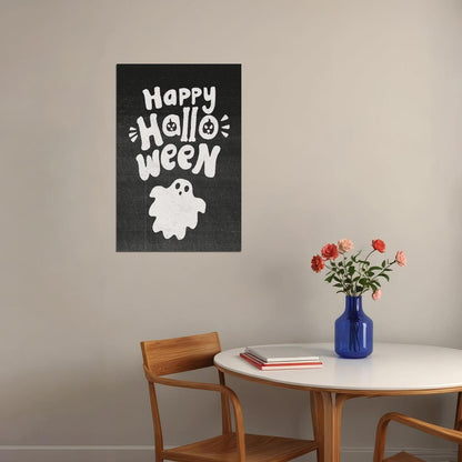Happy Halloween Poster Boho Ghost Art Halloween Minimalist Print Trendy Fall Wall Decor for Autumn - xonomax