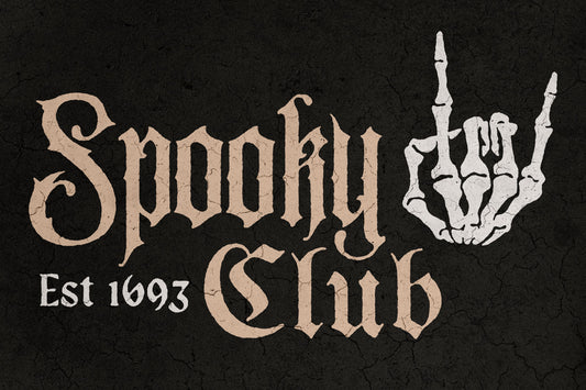 Spooky Club Halloween Poster Boho Skeleton Hand Wall Art Rock Logo Trendy Fall Print - xonomax