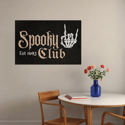 Spooky Club Halloween Poster Boho Skeleton Hand Wall Art Rock Logo Trendy Fall Print - xonomax