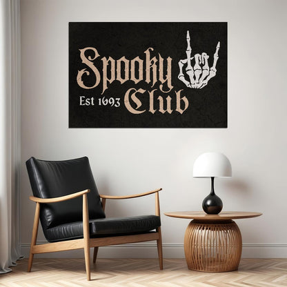 Spooky Club Halloween Poster Boho Skeleton Hand Wall Art Rock Logo Trendy Fall Print - xonomax
