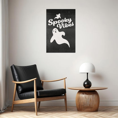 Spooky Vibes Halloween Poster Ghost Boho Wall Art Trendy Minimalist Halloween Print - xonomax