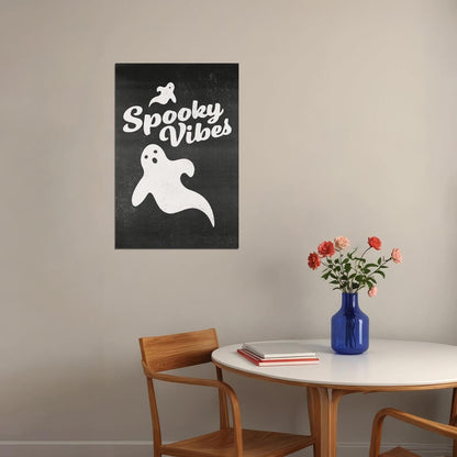 Spooky Vibes Halloween Poster Ghost Boho Wall Art Trendy Minimalist Halloween Print - xonomax