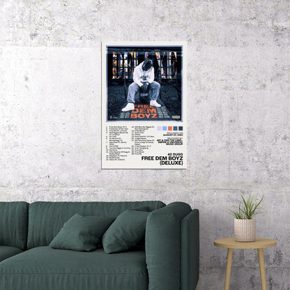 42 Dugg Free Dem Boyz (Deluxe) Album Cover Music Poster Rap Home Decor For Living Room Hip-Hop Aesthetic Rapper Album Wall Art Records Poster Wall Decor For Bedroom