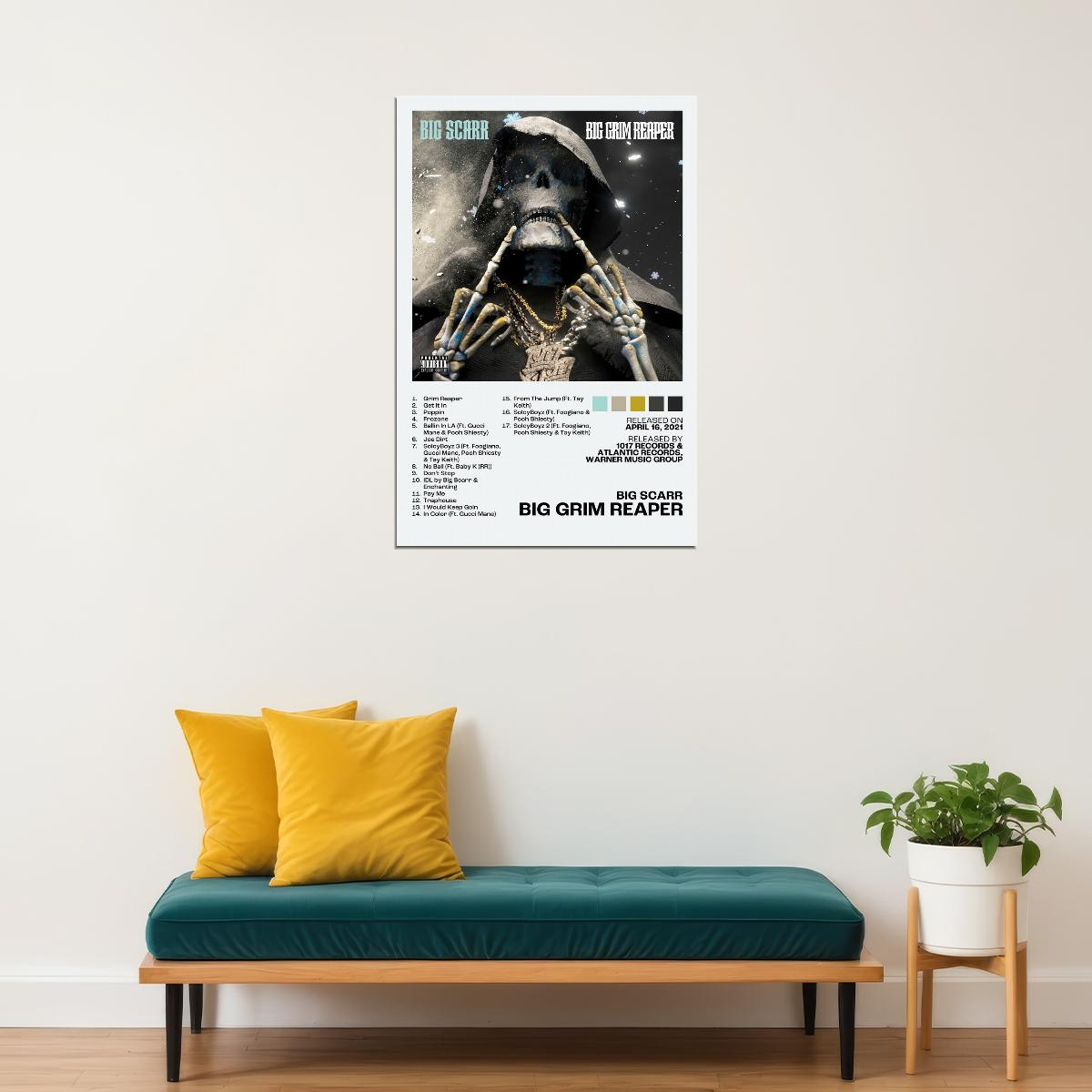 Big Scarr Big Grim Reaper Album Cover Music Poster Rap Home Decor For Living Room Hip-Hop Aesthetic Rapper Album Wall Art Records Poster Wall Decor For Bedroom