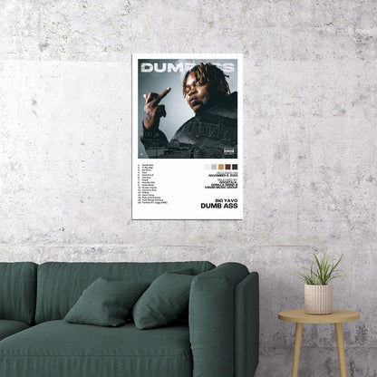 Big Yavo Dumb Ass Album Cover Music Poster Rap Home Decor For Living Room Hip-Hop Aesthetic Rapper Album Wall Art Records Poster Wall Decor For Bedroom