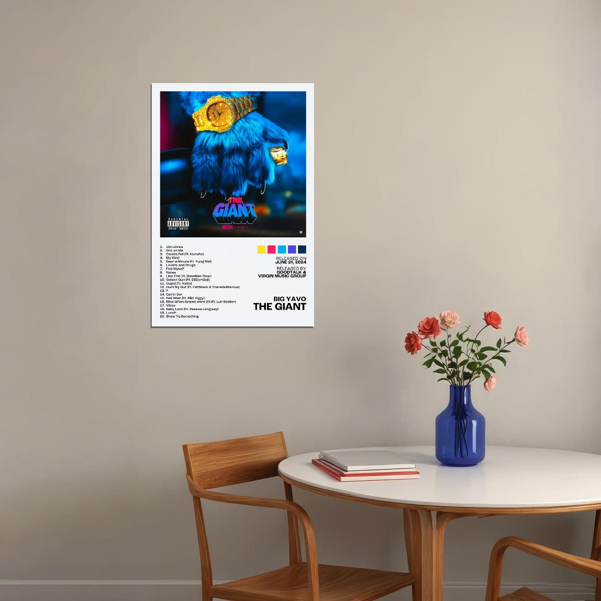 Big Yavo The Giant Album Cover Music Poster Rap Home Decor For Living Room Hip-Hop Aesthetic Rapper Album Wall Art Records Poster Wall Decor For Bedroom